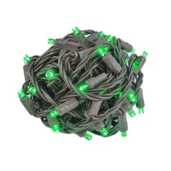 Commercial Grade Wide Angle 100 LED Green 34' Long On Brown Wire -Christmas Lights Series 0026861 commercial grade wide angle 100 led green 34 long on brown wire