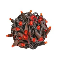 Commercial Grade Wide Angle 100 LED Red 50' Long On Brown Wire -Christmas Lights Series 0026879 commercial grade wide angle 100 led red 50 long on brown wire