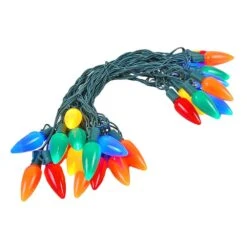 25 Multi-Colored Ceramic LED C9 Pre-Lamped String Lights Green Wire -Christmas Lights Series 0027051 25 multi colored ceramic led c9 pre lamped string lights green wire