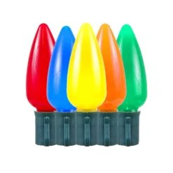 25 Multi-Colored Ceramic LED C9 Pre-Lamped String Lights Green Wire -Christmas Lights Series 0027053 25 multi colored ceramic led c9 pre lamped string lights green wire