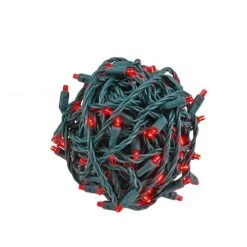 Coaxial 100 LED Red 4" Spacing Green Wire -Christmas Lights Series 0028392 coaxial 100 led red 4 spacing green wire