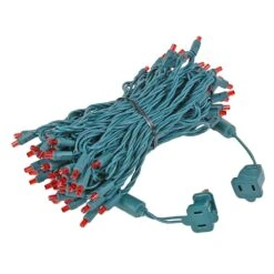 Commercial Grade Wide Angle 100 LED Red 50' Long On Green Wire -Christmas Lights Series 0028950 commercial grade wide angle 100 led red 50 long on green wire