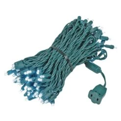 Commercial Grade Wide Angle 100 LED Pure White 50' Long On Green Wire -Christmas Lights Series 0028955 commercial grade wide angle 100 led pure white 50 long on green wire