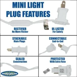 Commercial Grade Wide Angle 50 LED Multi 25' Long On White Wire -Christmas Lights Series 0029022 commercial grade wide angle 50 led multi 25 long on white wire