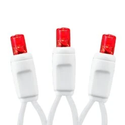 Commercial Grade Wide Angle 50 LED Red 25' Long White Wire -Christmas Lights Series 0029033 commercial grade wide angle 50 led red 25 long white wire