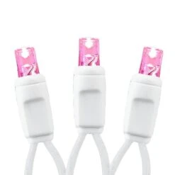 Commercial Grade Wide Angle 50 LED Pink 25' Long White Wire 10 Commercial Grade Wide Angle 50 LED Pink 25' Long White Wire -Christmas Lights Series 0029082 commercial grade wide angle 50 led pink 25 long white wire