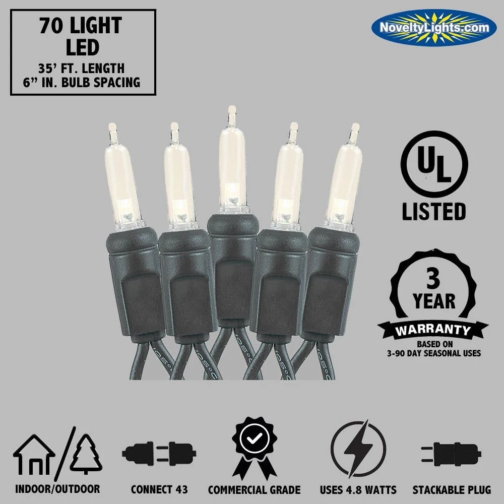 70 Light Traditional T5 Warm White LED Mini Lights Black Wire 4 70 Light Traditional T5 Warm White LED Mini Lights Black Wire - Image 4