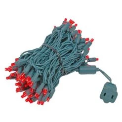 Commercial Grade Wide Angle 100 LED Red 34' Long On Green Wire -Christmas Lights Series 0029201 commercial grade wide angle 100 led red 34 long on green wire