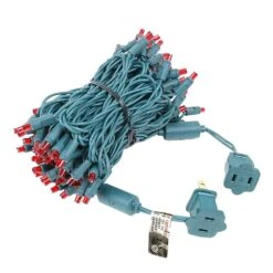 Commercial Grade Wide Angle 100 LED Red 34' Long On Green Wire -Christmas Lights Series 0029202 commercial grade wide angle 100 led red 34 long on green wire