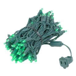 Commercial Grade Wide Angle 100 LED Green 34' Long On Green Wire -Christmas Lights Series 0029209 commercial grade wide angle 100 led green 34 long on green wire