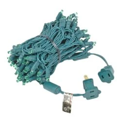 Commercial Grade Wide Angle 100 LED Green 34' Long On Green Wire -Christmas Lights Series 0029210 commercial grade wide angle 100 led green 34 long on green wire
