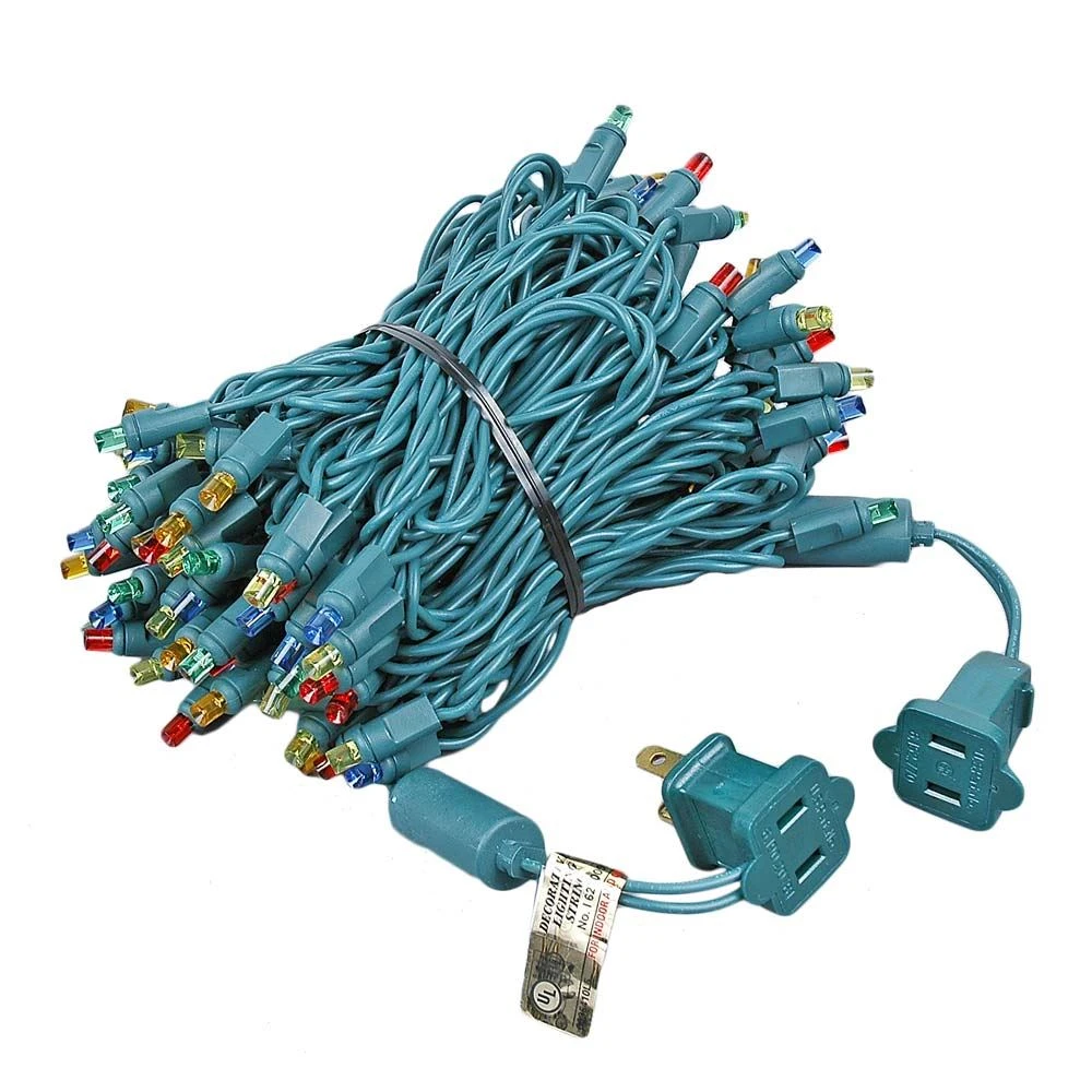 Commercial Grade Wide Angle 100 LED Multi 34' Long On Green Wire 8 Commercial Grade Wide Angle 100 LED Multi 34' Long On Green Wire - Image 8