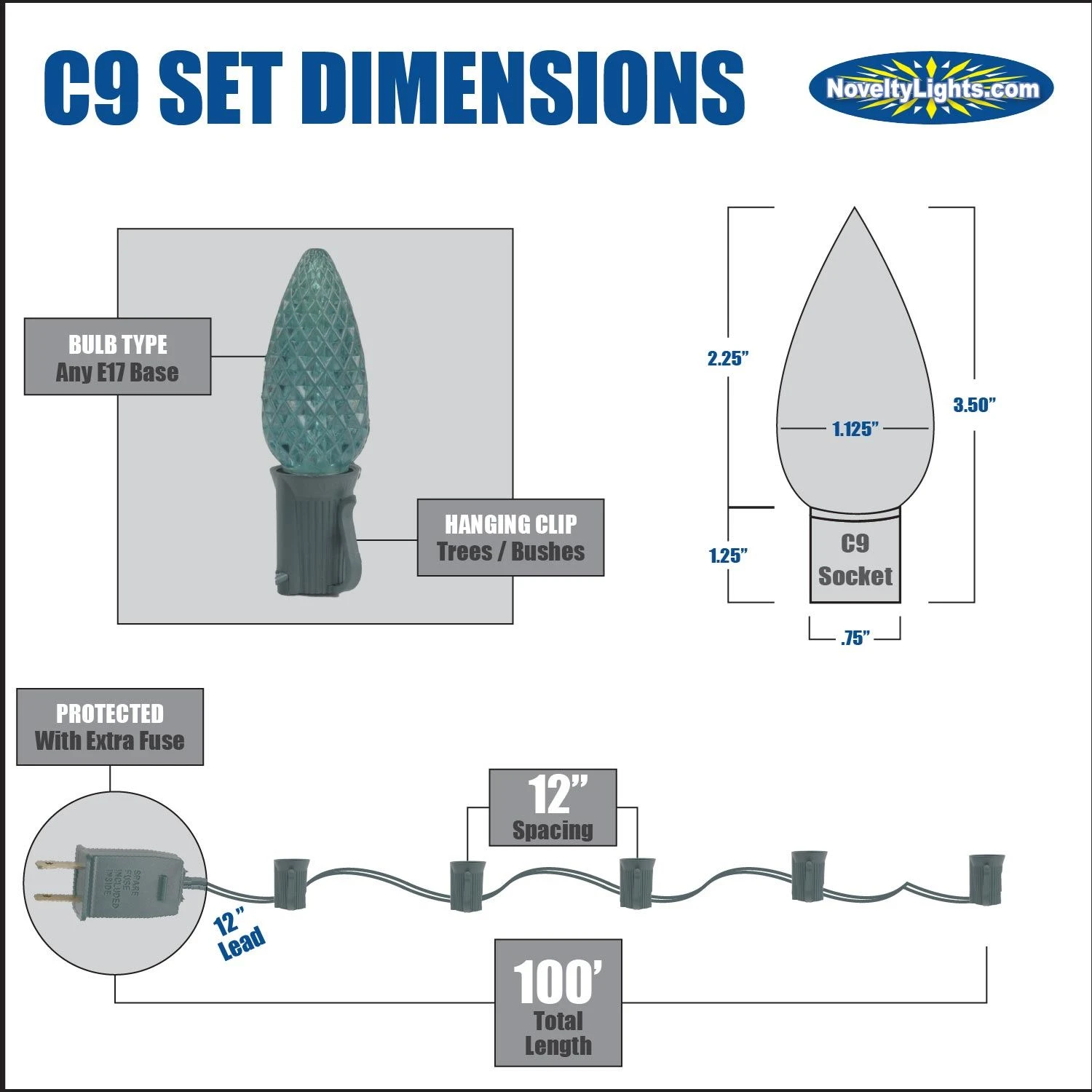 100 C9 Christmas Light Set - Purple Bulbs - Black Wire 6 100 C9 Christmas Light Set - Purple Bulbs - Black Wire - Image 6