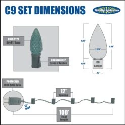100 C9 Ceramic Christmas Light Set - Red - White Wire -Christmas Lights Series 0029423 100 c9 ceramic christmas light set red white wire