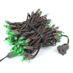 Commercial Grade Wide Angle 100 LED Green 34' Long On Brown Wire -Christmas Lights Series 0029670 commercial grade wide angle 100 led green 34 long on brown wire
