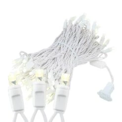 Commercial Grade Wide Angle 100 LED Warm White 50' Long On White Wire -Christmas Lights Series 0029690 commercial grade wide angle 100 led warm white 50 long on white wire
