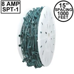 Novelty Lights C7 1000 Spool 15" Spacing 8 Amp Green Wire