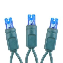 Commercial Grade Wide Angle 70 LED Blue 35.5' Long On Green Wire -Christmas Lights Series 0030183 commercial grade wide angle 70 led blue 355 long on green wire
