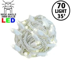 Commercial Grade Wide Angle 70 LED Warm White 35.5' Long On White Wire