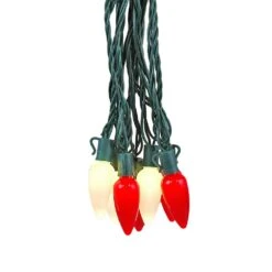 25 Red & Warm White Ceramic LED C9 Pre-Lamped String Lights Green Wire -Christmas Lights Series 0030250 25 red warm white ceramic led c9 pre lamped string lights green wire