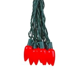 25 Red Ceramic LED C9 Pre-Lamped String Lights Green Wire 5 25 Red Ceramic LED C9 Pre-Lamped String Lights Green Wire -Christmas Lights Series 0030257 25 red ceramic led c9 pre lamped string lights green wire