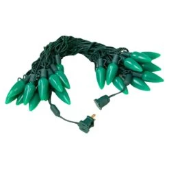 25 Green Ceramic LED C9 Pre-Lamped String Lights Green Wire -Christmas Lights Series 0030261 25 green ceramic led c9 pre lamped string lights green wire