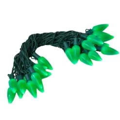 25 Green Ceramic LED C9 Pre-Lamped String Lights Green Wire -Christmas Lights Series 0030262 25 green ceramic led c9 pre lamped string lights green wire