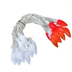 25 Red & Pure White Ceramic LED C9 Pre-Lamped String Lights White Wire -Christmas Lights Series 0030264 25 red pure white ceramic led c9 pre lamped string lights white wire