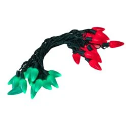 25 Red & Green Ceramic LED C9 Pre-Lamped String Lights Green Wire -Christmas Lights Series 0030272 25 red green ceramic led c9 pre lamped string lights green wire