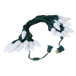 25 Pure White Ceramic LED C9 Pre-Lamped String Lights Green Wire 6 25 Pure White Ceramic LED C9 Pre-Lamped String Lights Green Wire -Christmas Lights Series 0030278 25 pure white ceramic led c9 pre lamped string lights green wire