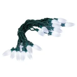 25 Pure White Ceramic LED C9 Pre-Lamped String Lights Green Wire 7 25 Pure White Ceramic LED C9 Pre-Lamped String Lights Green Wire -Christmas Lights Series 0030279 25 pure white ceramic led c9 pre lamped string lights green wire