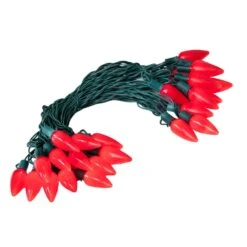 25 Red Ceramic LED C9 Pre-Lamped String Lights Green Wire 7 25 Red Ceramic LED C9 Pre-Lamped String Lights Green Wire -Christmas Lights Series 0030281 25 red ceramic led c9 pre lamped string lights green wire