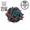 Commercial Grade Wide Angle 50 LED Red 17' Long On Green Wire