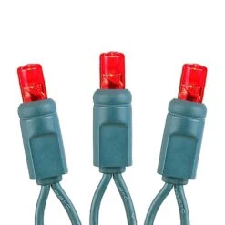 Commercial Grade Wide Angle 50 LED Red 17' Long On Green Wire -Christmas Lights Series 0030416 commercial grade wide angle 50 led red 17 long on green wire