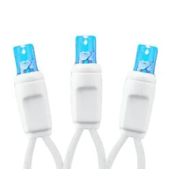 Commercial Grade Wide Angle 50 LED Teal 25' Long On White Wire -Christmas Lights Series 0030474 commercial grade wide angle 50 led teal 25 long on white wire