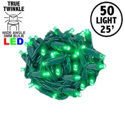 *NEW* True Twinkle LED Christmas Lights 50 LED Green 25' Long Green Wire