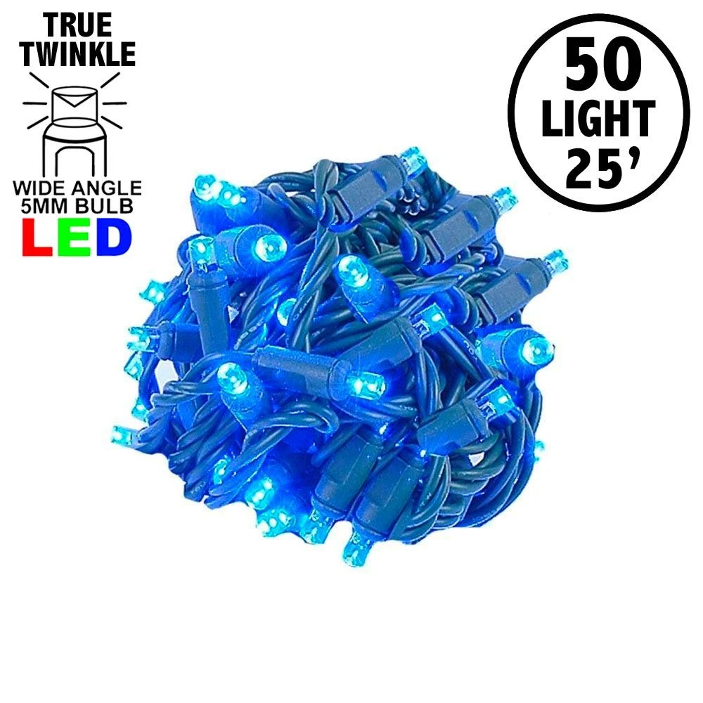 *NEW* True Twinkle LED Christmas Lights 50 LED Blue 25' Long Green Wire 1 *NEW* True Twinkle LED Christmas Lights 50 LED Blue 25' Long Green Wire