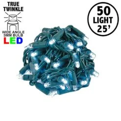 *NEW* True Twinkle LED Christmas Lights 50 LED Pure White 25' Long Green Wire