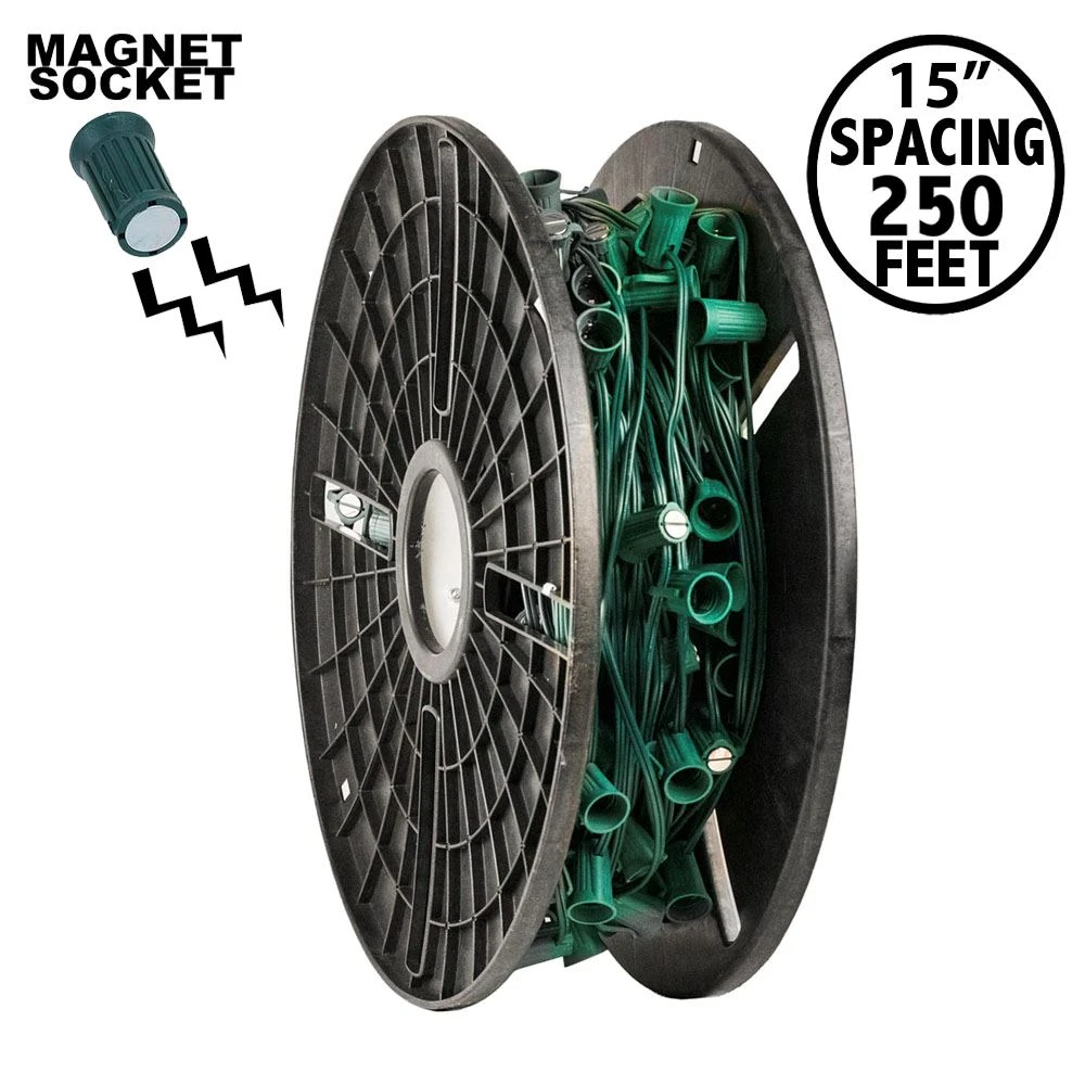 C9 Magnetic 250' Spool 15" Spacing Green Wire 1 C9 Magnetic 250' Spool 15" Spacing Green Wire