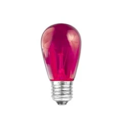 25 Pack Of Transparent Pink S14 11 Watt Bulbs Medium Base E26 -Christmas Lights Series 0030605 25 pack of transparent pink s14 11 watt bulbs medium base e26