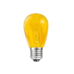 25 Pack Of Transparent Yellow S14 11 Watt Bulbs Medium Base E26 -Christmas Lights Series 0030606 25 pack of transparent yellow s14 11 watt bulbs medium base e26