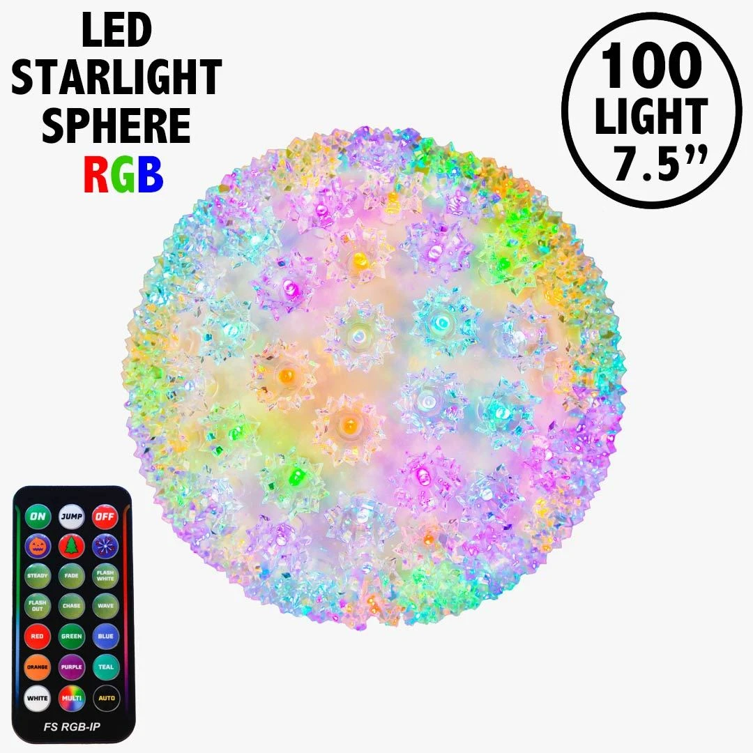 100 RGB LED 7.5" Sphere W/Multi-Function Remote 1 100 RGB LED 7.5" Sphere W/Multi-Function Remote