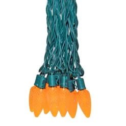 25 Amber/Orange C9 LED Pre-Lamped String Lights Green Wire -Christmas Lights Series 0031031 25 amberorange c9 led pre lamped string lights green wire