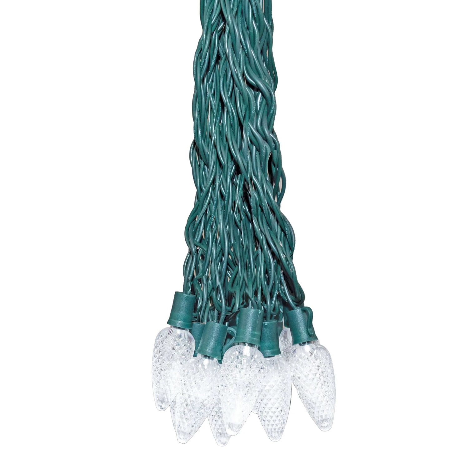 25 Pure White LED C9 Pre-Lamped String Lights Green Wire 2 25 Pure White LED C9 Pre-Lamped String Lights Green Wire - Image 2