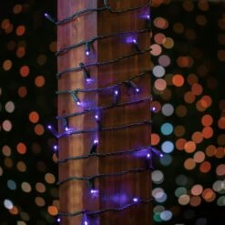 Commercial Grade Wide Angle 50 LED Purple 25' Long On Green Wire -Christmas Lights Series 0031093 commercial grade wide angle 50 led purple 25 long on green wire