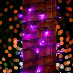 Commercial Grade Wide Angle 50 LED Purple 25' Long On Black Wire -Christmas Lights Series 0031173 commercial grade wide angle 50 led purple 25 long on black wire