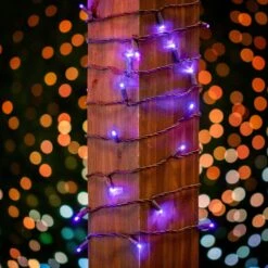 50 LED Purple LED Christmas Lights 11' Long On Brown Wire -Christmas Lights Series 0031195 50 led purple led christmas lights 11 long on brown wire