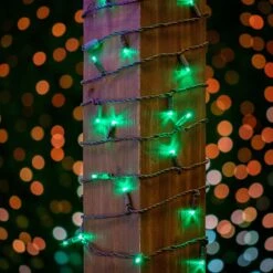 50 LED Green LED Christmas Lights 11' Long On Brown Wire -Christmas Lights Series 0031198 50 led green led christmas lights 11 long on brown wire