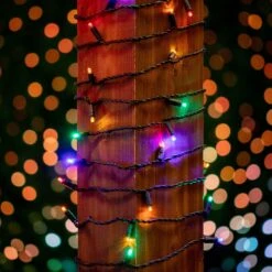 50 LED Multi LED Christmas Lights 11' Long On Black Wire -Christmas Lights Series 0031208 50 led multi led christmas lights 11 long on black wire