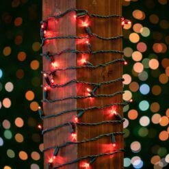 Commercial Grade Wide Angle 50 LED Red 25' Long On Brown Wire -Christmas Lights Series 0031237 commercial grade wide angle 50 led red 25 long on brown wire